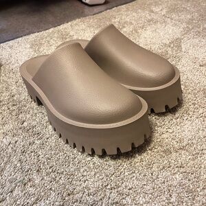Jeffrey Campbell Taupe Platform Slip-On Clogs